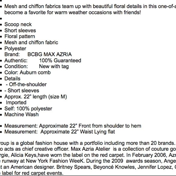 💕BCBGMaxAzria💕 Chiffon Cold Shoulder Pattern Top - Picture 8 of 8